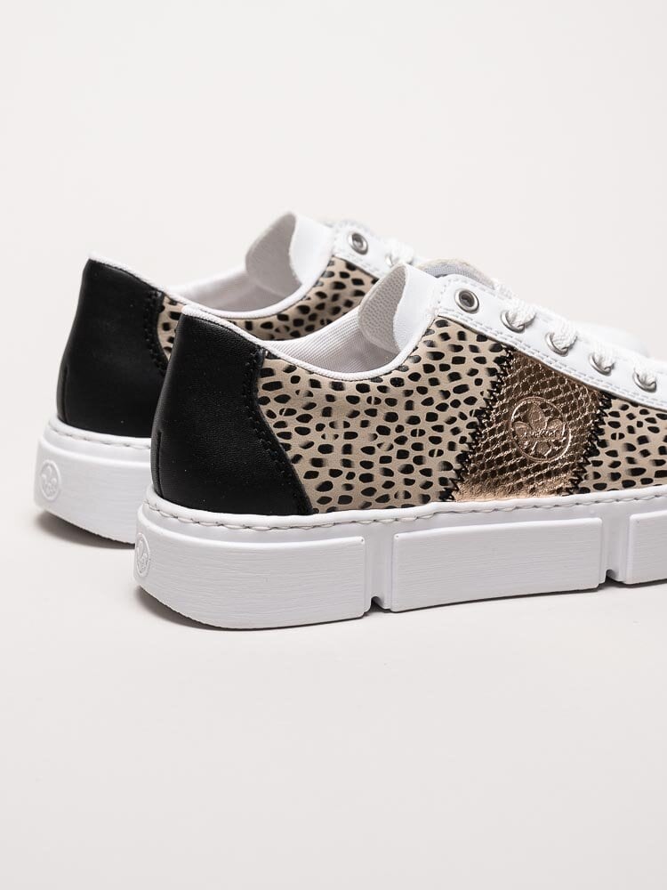 Rieker - Vita sneakers med leopardmönster