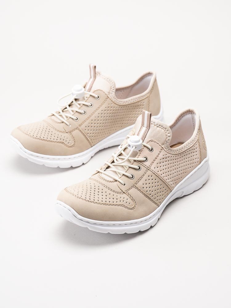 Rieker - Beige promenadskor med snabbsnörning