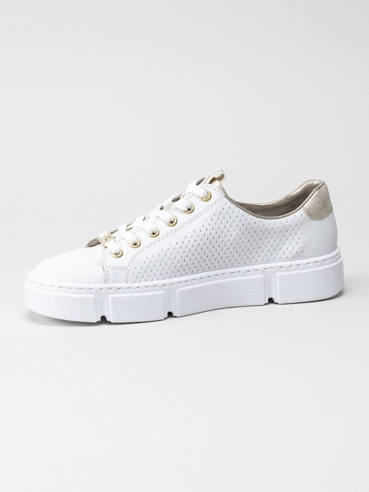 Rieker - Vita sneakers med gulddetaljer