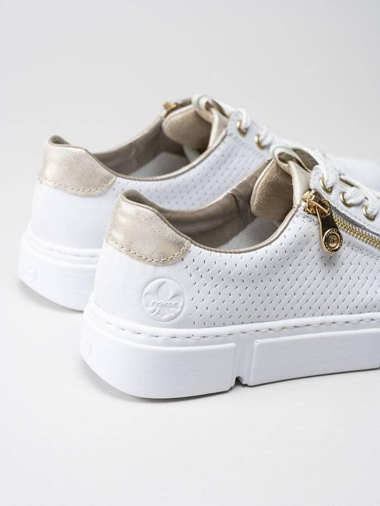 Rieker - Vita sneakers med gulddetaljer