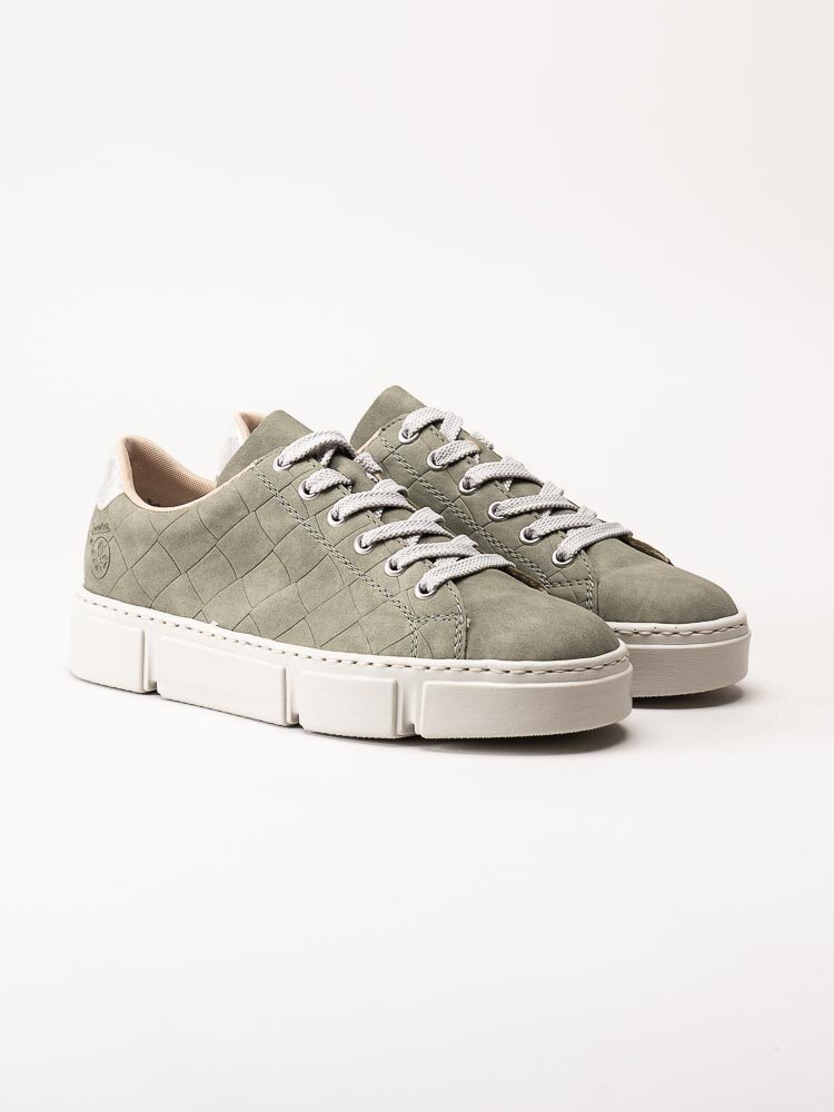 Rieker - Gröna sneakers med chunky sula