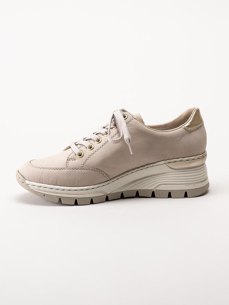 Rieker - Beige kilklackade sneakers med gulddetaljer