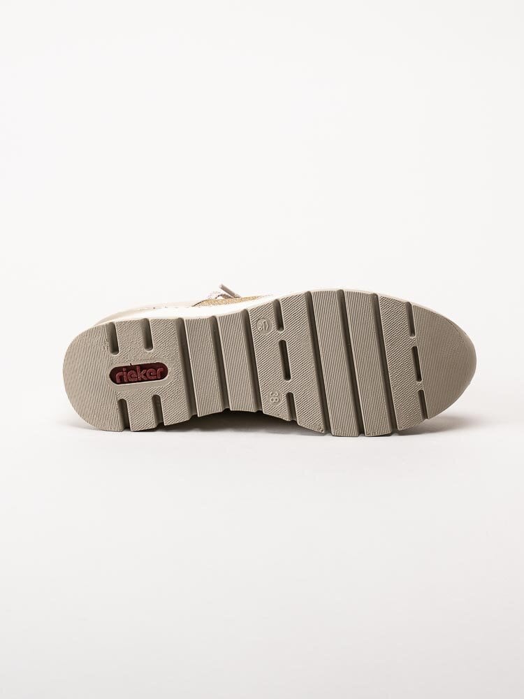 Rieker - Beige kilklackade sneakers med gulddetaljer