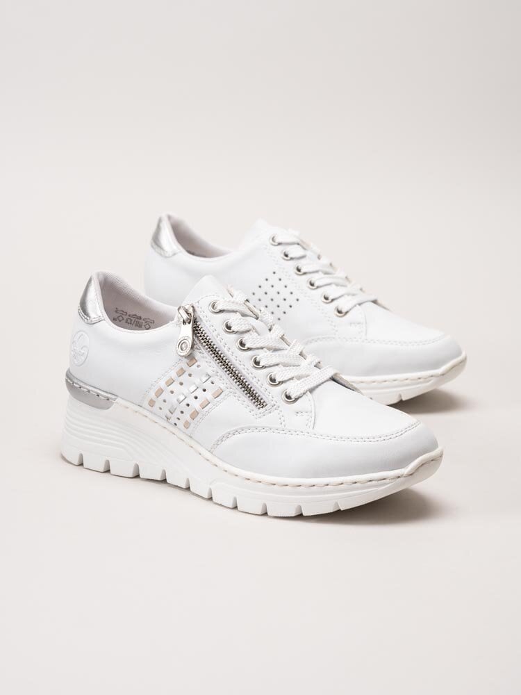 Rieker - Vita kilklackade sneakers