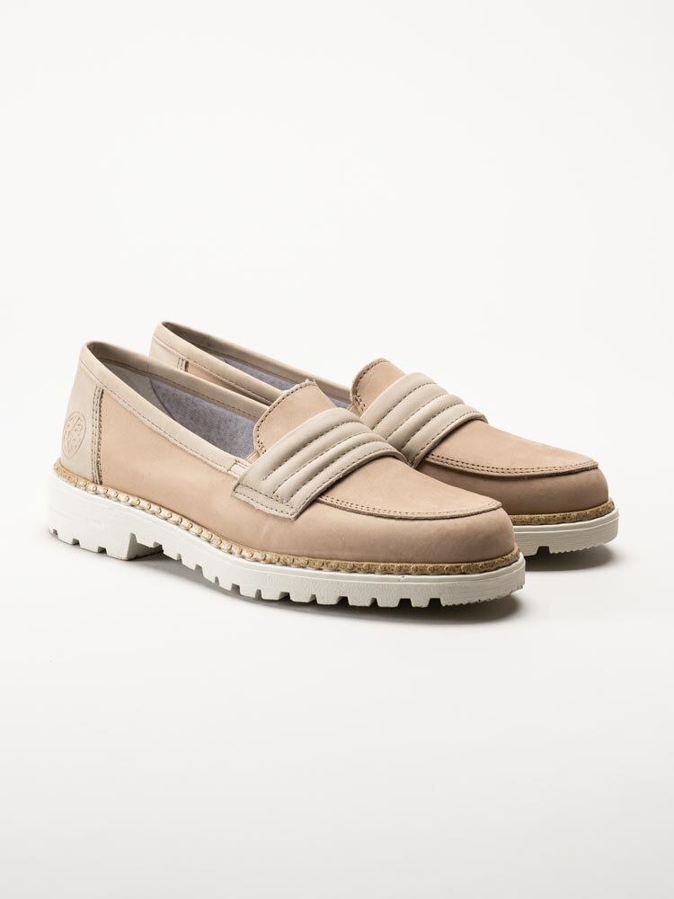 Rieker - Beige loafers i nubuck