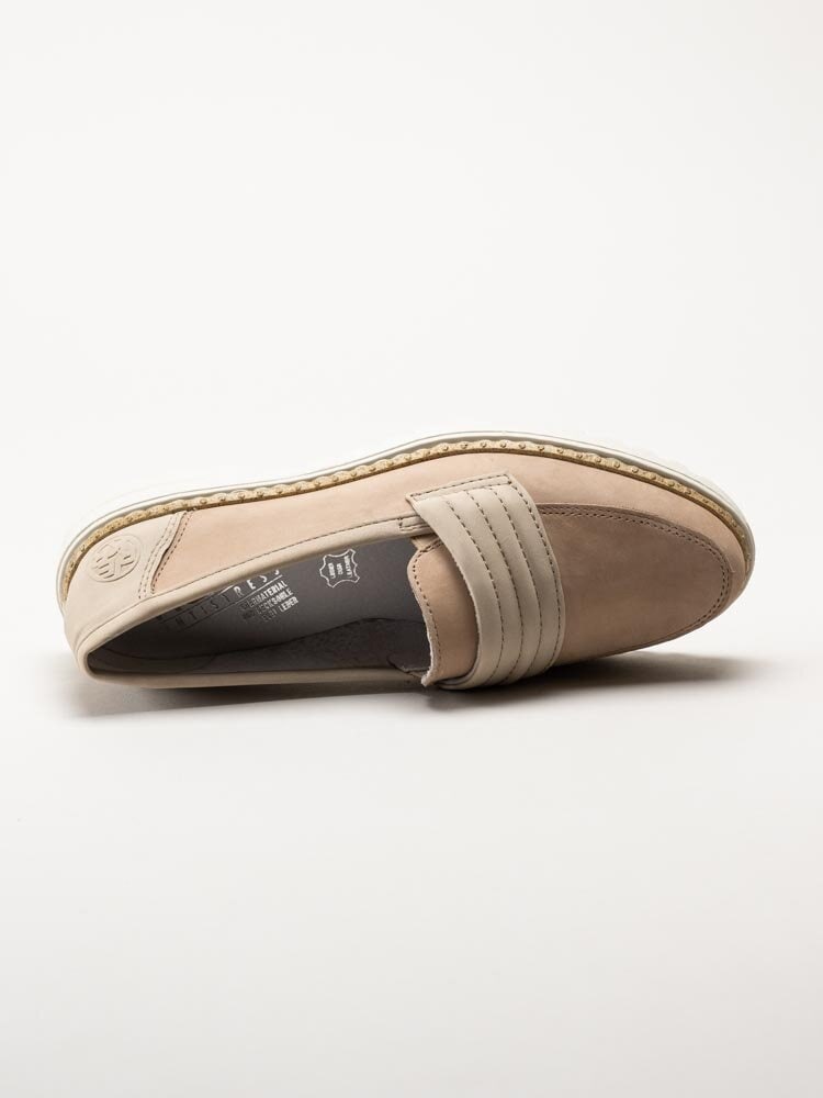 Rieker - Beige loafers i nubuck