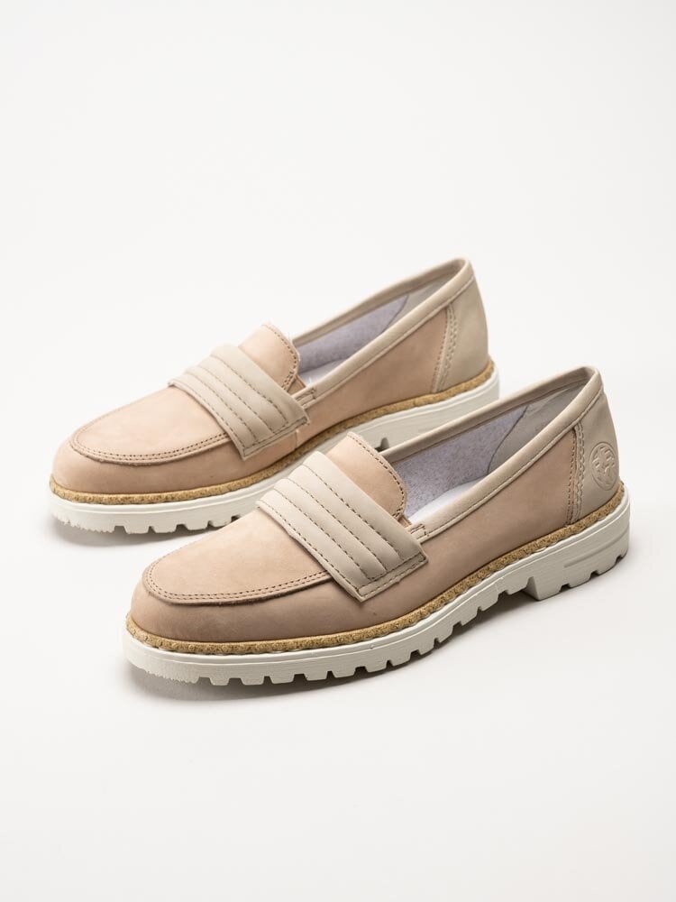 Rieker - Beige loafers i nubuck