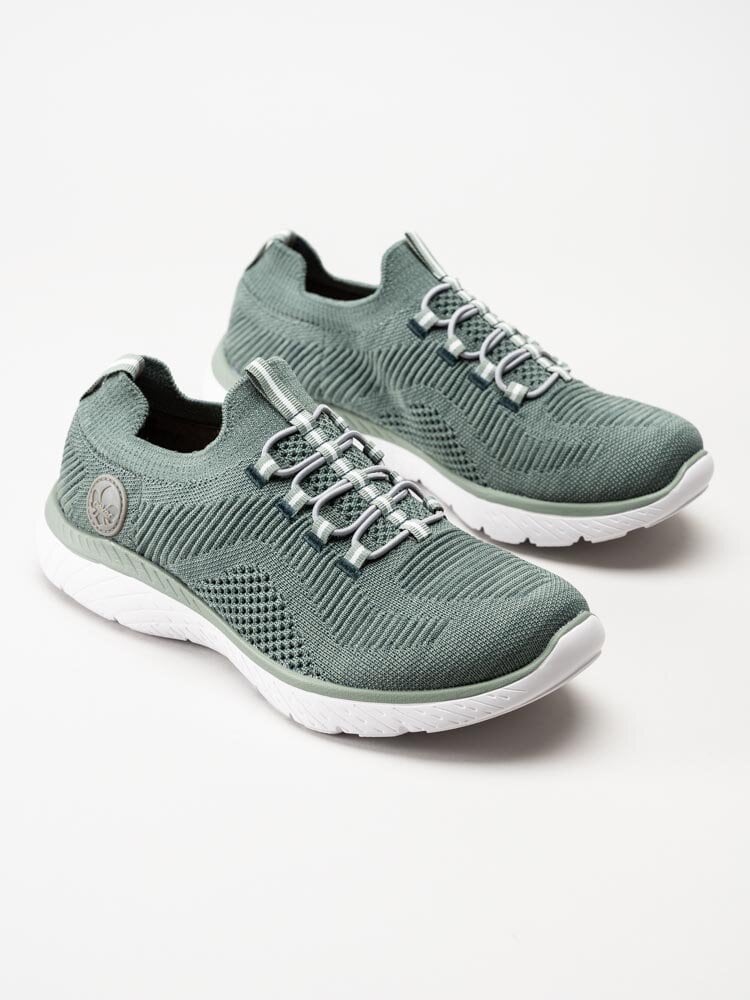 Rieker - Gröna slip on skor i textil