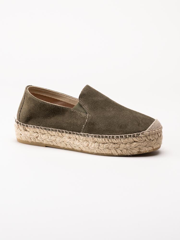 Duffy - Gröna espadrillos i mocka med platå