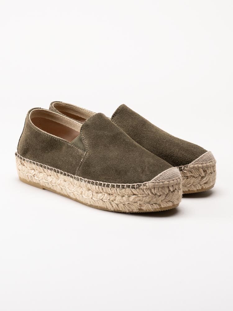 Duffy - Gröna espadrillos i mocka med platå