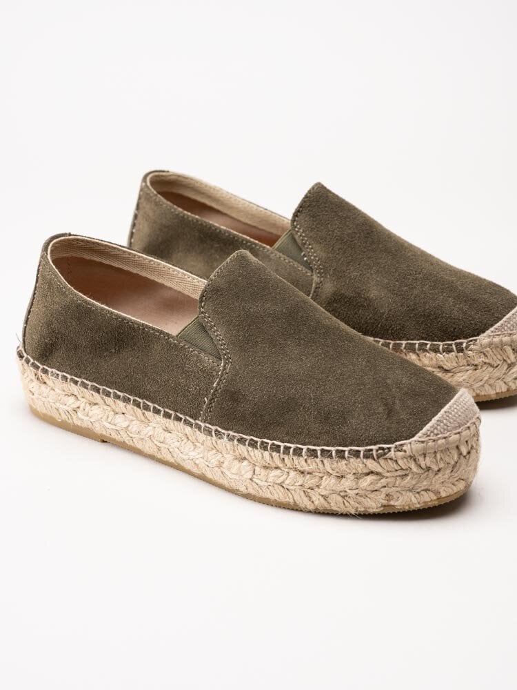 Duffy - Gröna espadrillos i mocka med platå