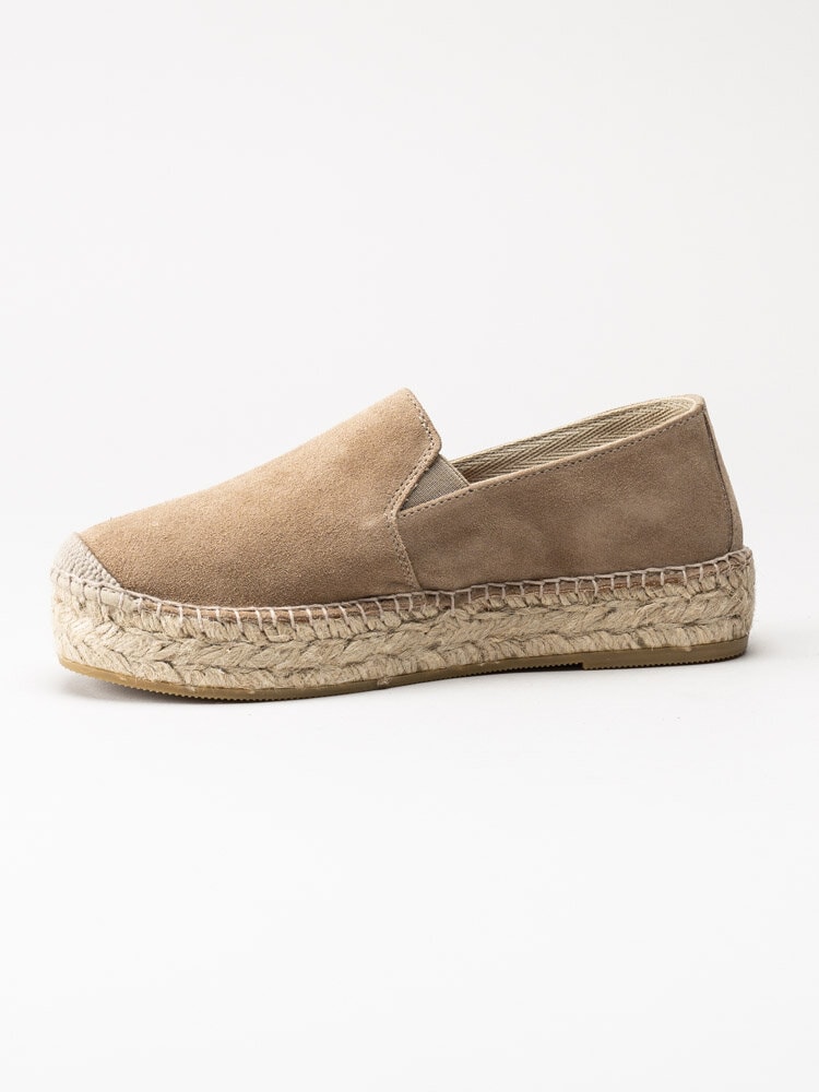 Duffy - Beige espadrillos i mocka med platå