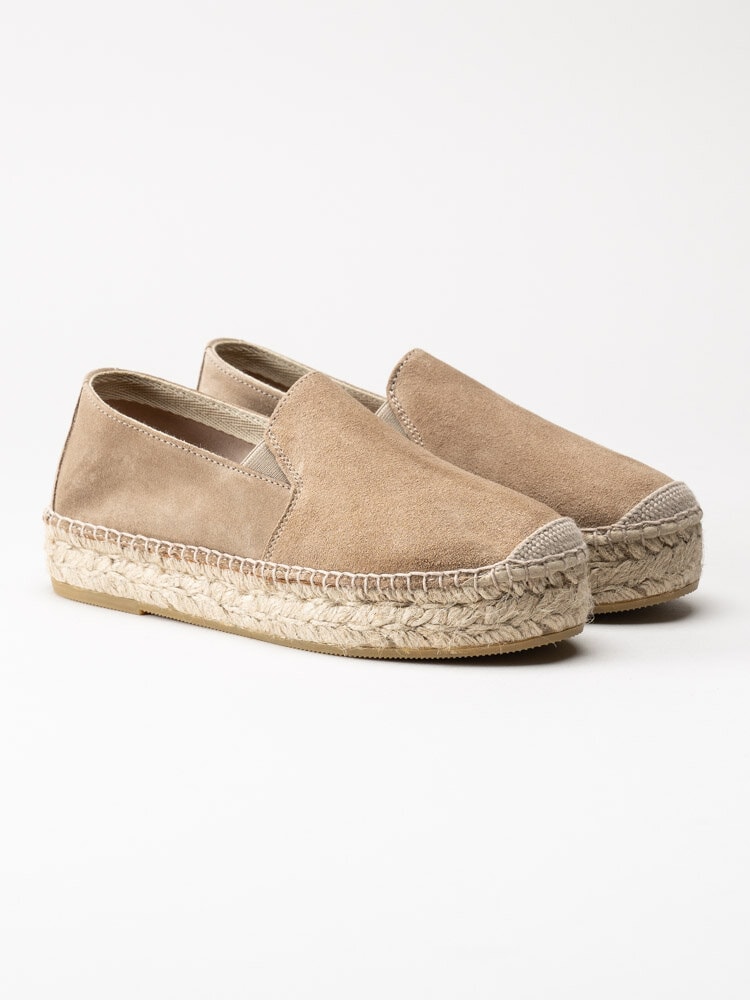 Duffy - Beige espadrillos i mocka med platå