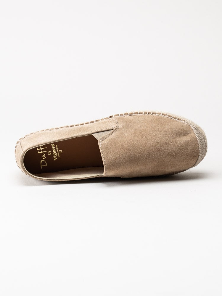 Duffy - Beige espadrillos i mocka med platå