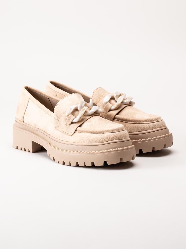 Duffy - Beige chunky loafers i mockaimitation