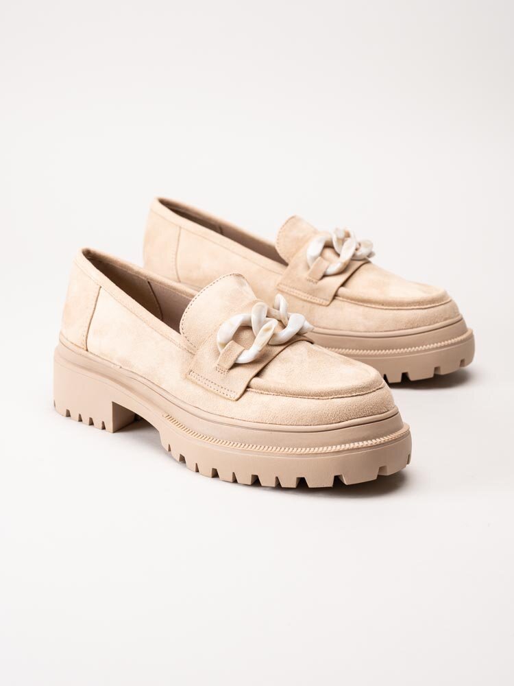 Duffy - Beige chunky loafers i mockaimitation