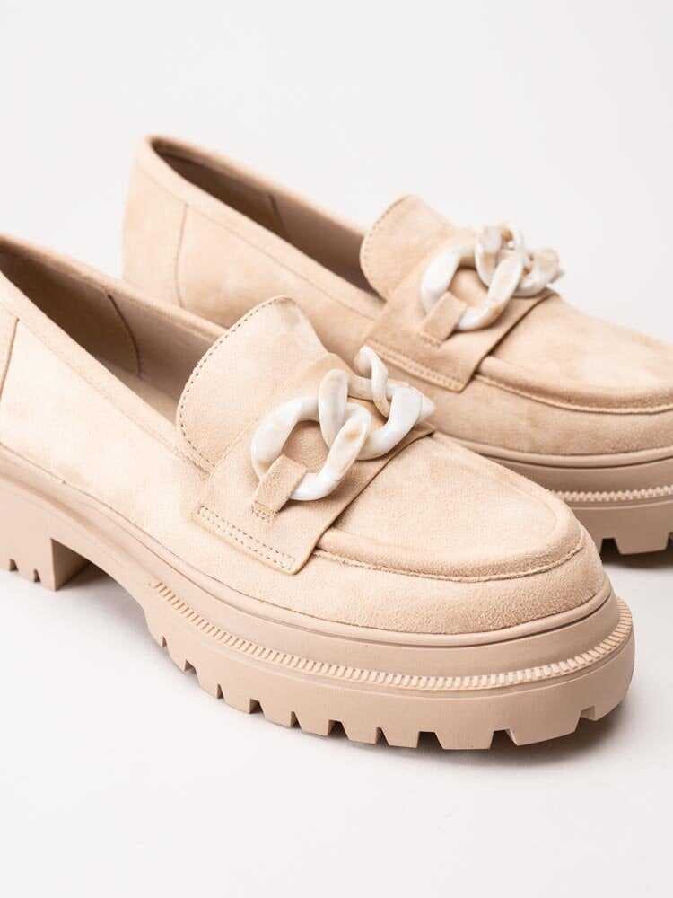 Duffy - Beige chunky loafers i mockaimitation