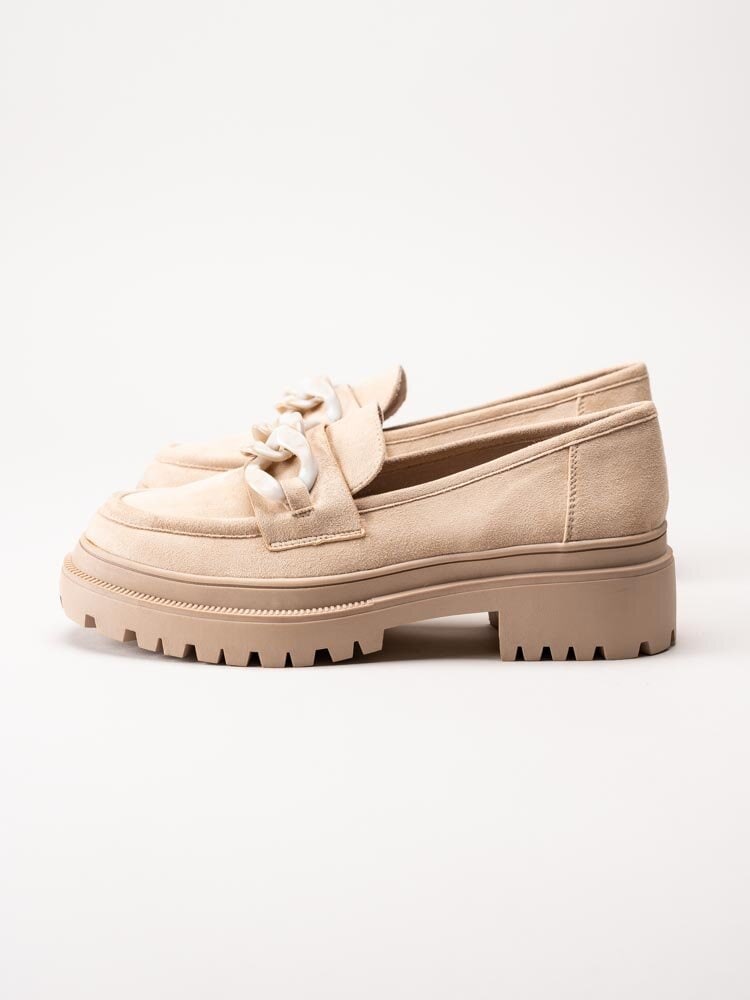 Duffy - Beige chunky loafers i mockaimitation