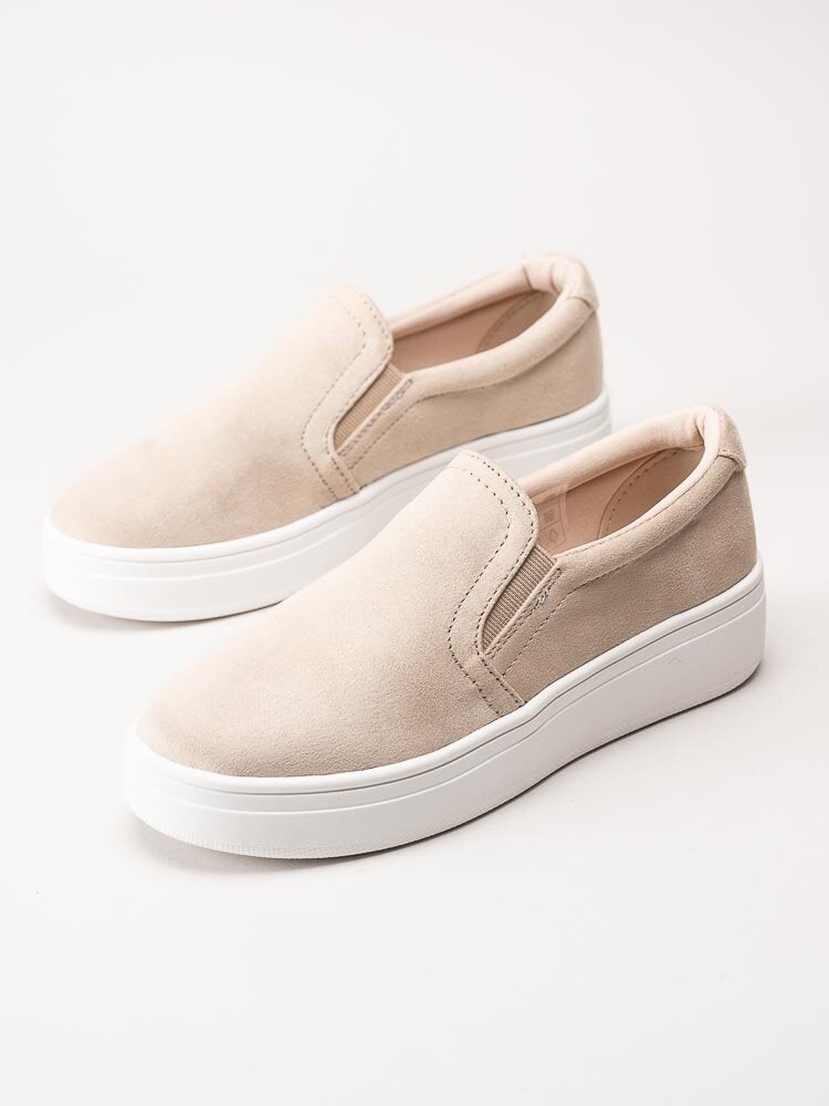 Duffy - Beige slip on sneakers med chunky sula