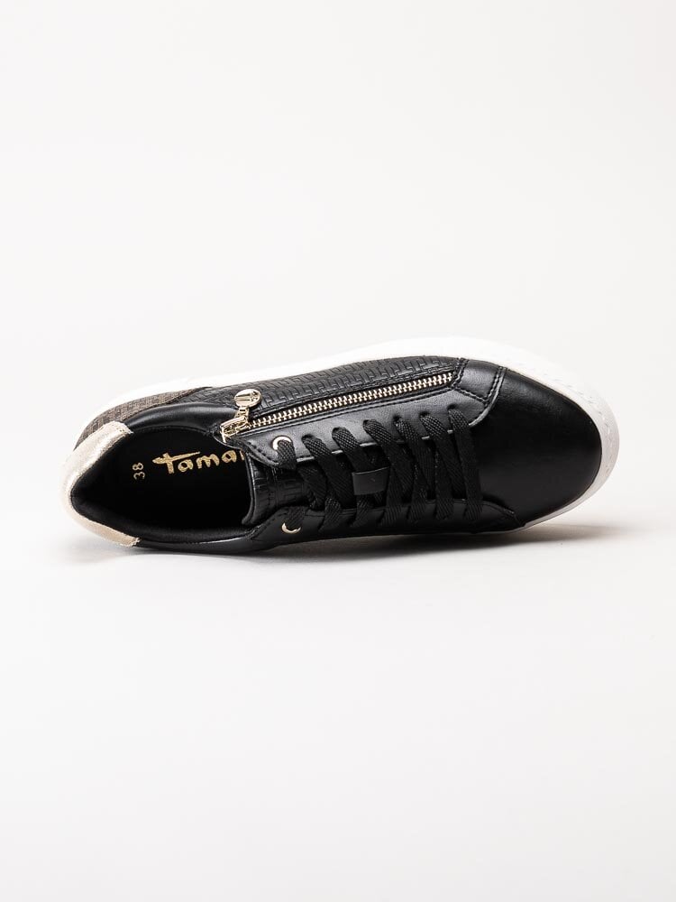 Tamaris - Svarta sneakers med guld-detaljer