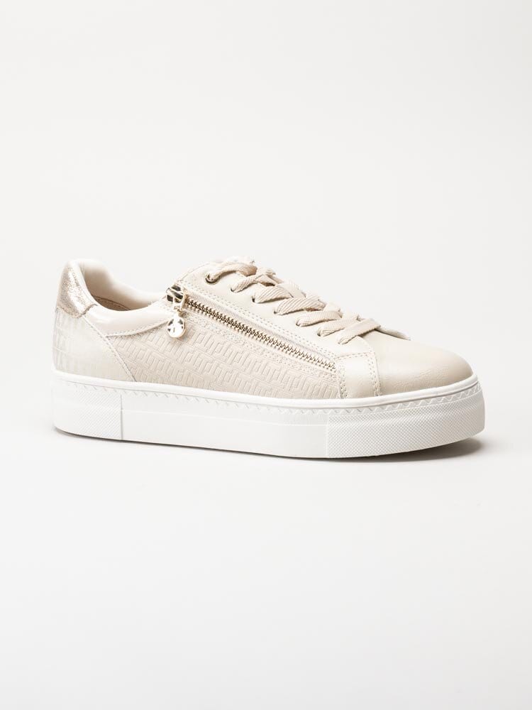 Tamaris - Beige sneakers med guld-detaljer