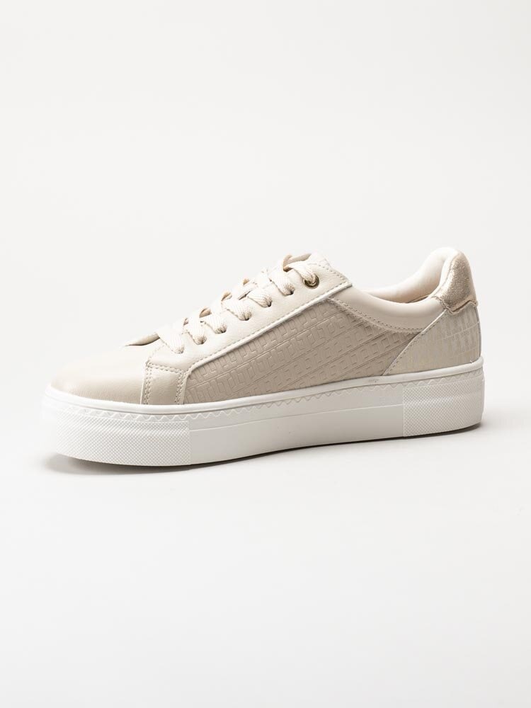 Tamaris - Beige sneakers med guld-detaljer