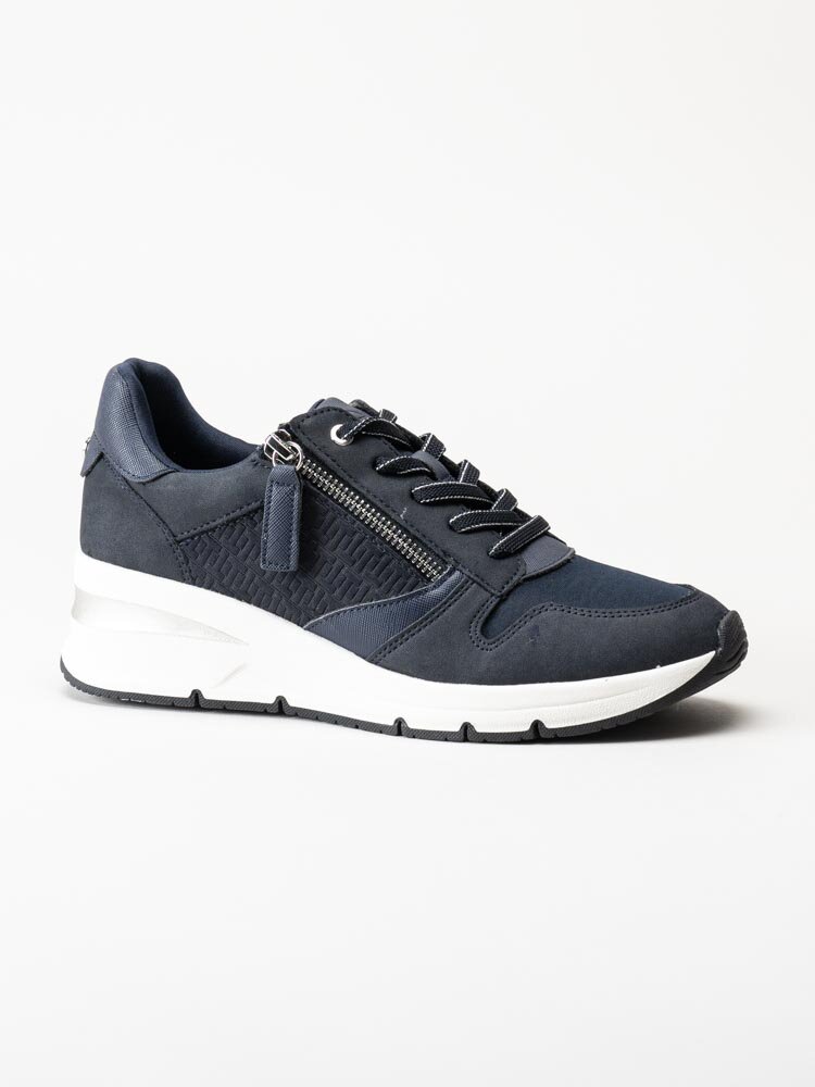 Tamaris - Blå kilklackade sneakers