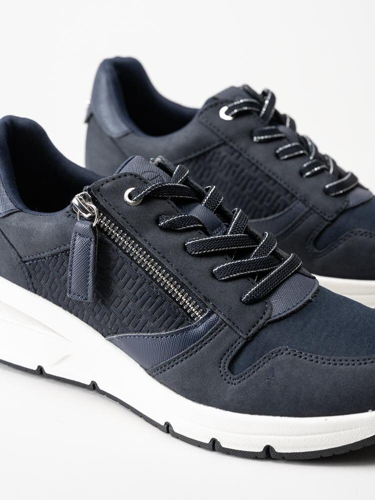 Tamaris - Blå kilklackade sneakers
