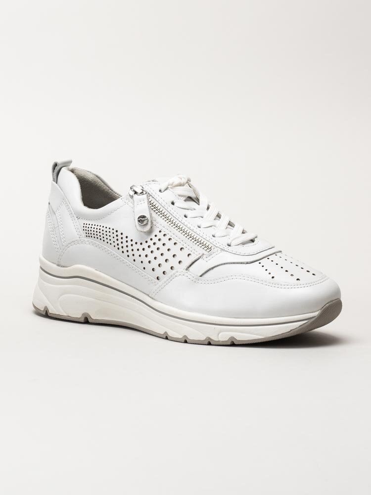 Tamaris - Vita kilklackade sneakers i skinn