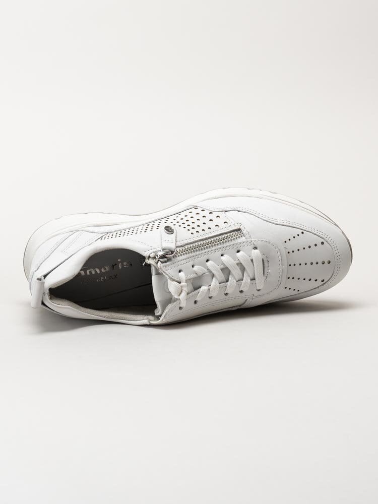 Tamaris - Vita kilklackade sneakers i skinn