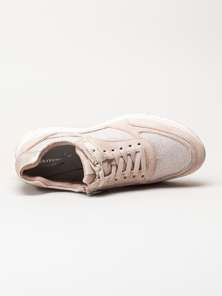 Tamaris - Rosa kilklackade sneakers i mocka