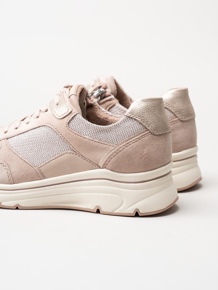 Tamaris - Rosa kilklackade sneakers i mocka