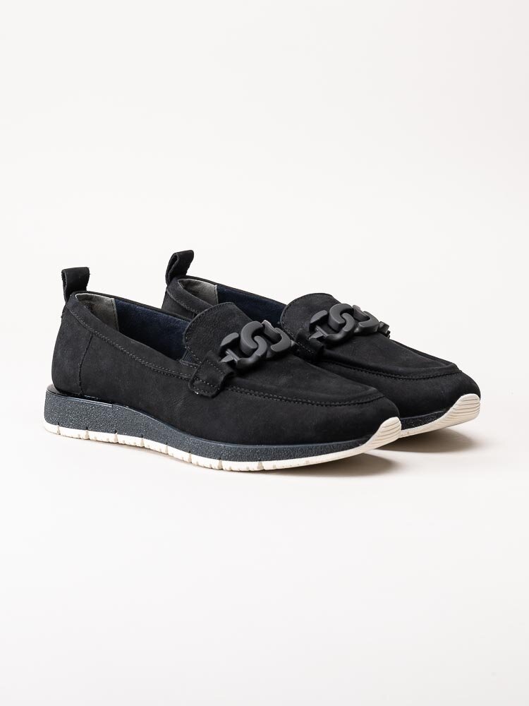 Tamaris - Mörkblå loafers i nubuck