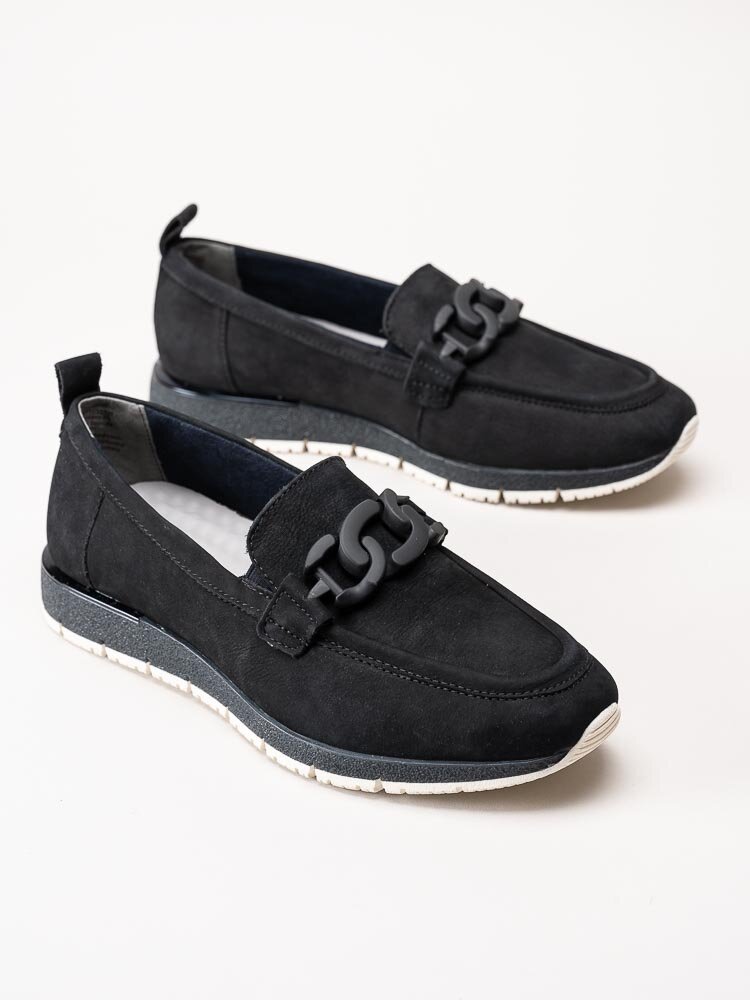 Tamaris - Mörkblå loafers i nubuck