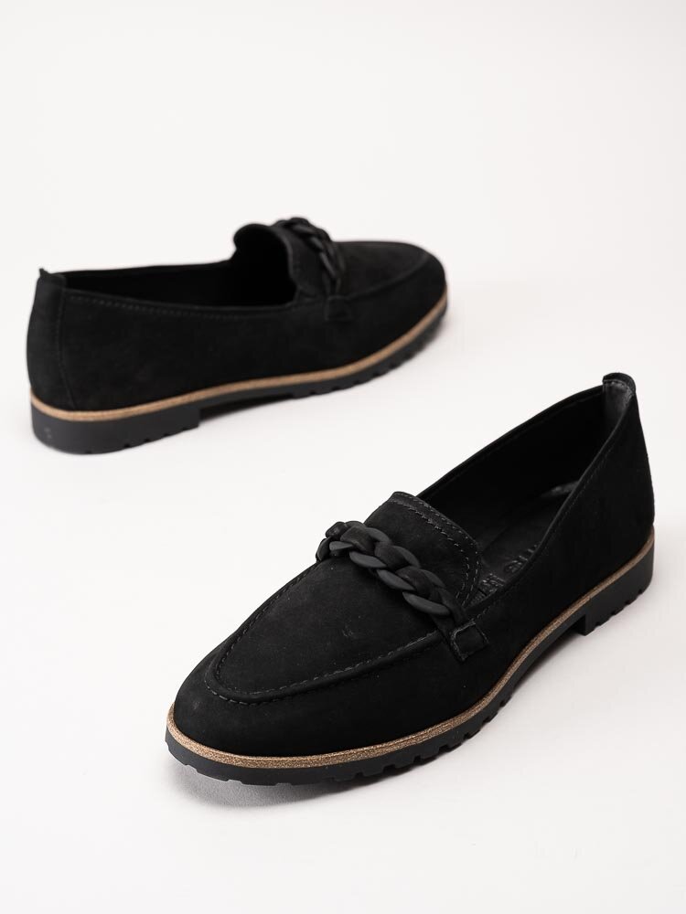 Tamaris - Svarta loafers i nubuck