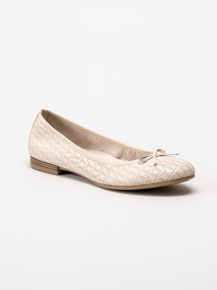 Tamaris - Beige ballerinaskor i skinn