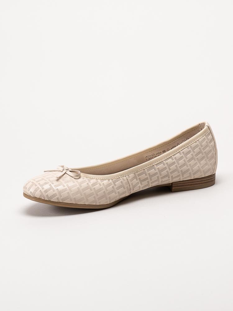 Tamaris - Beige ballerinaskor i skinn