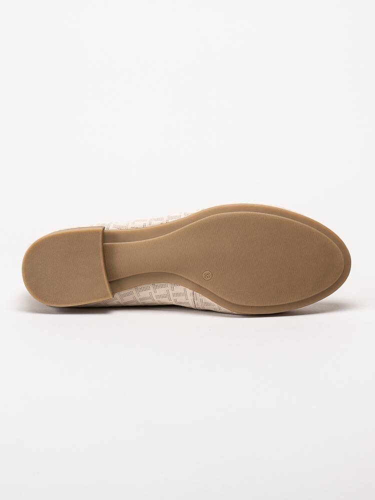 Tamaris - Beige ballerinaskor i skinn