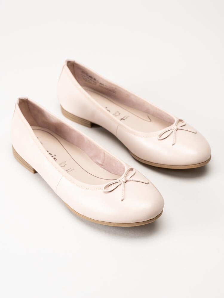 Tamaris - Ljusrosa ballerina i skinn
