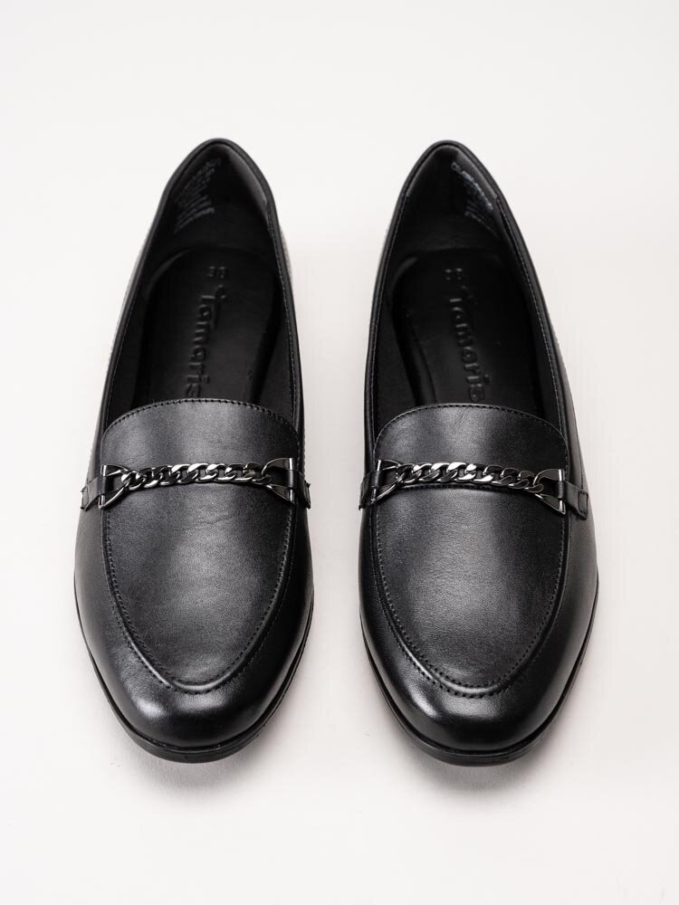 Tamaris - Svarta loafers i skinn