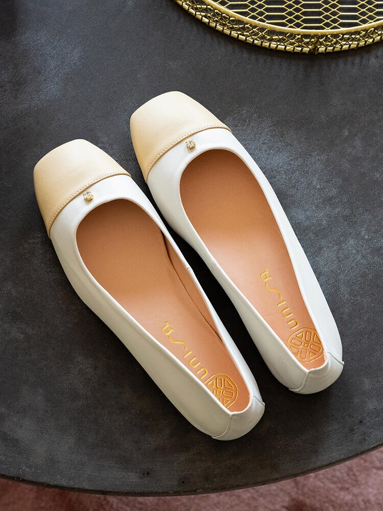 Unisa - Bedin_NS - Beige ballerina i skinn