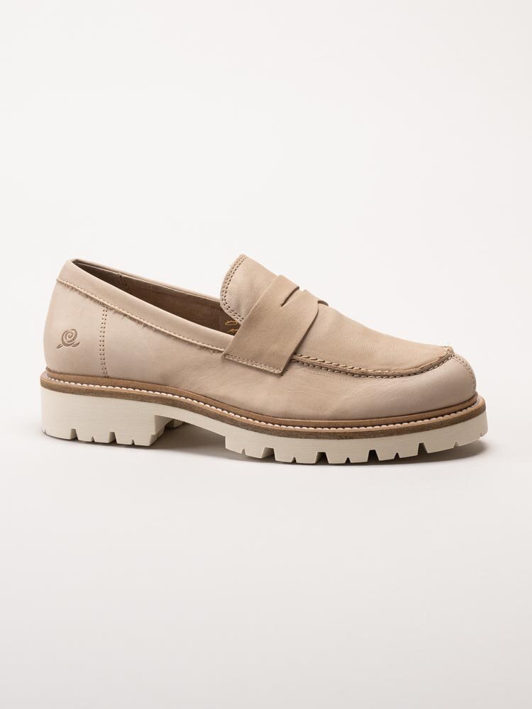 Rosa Negra - Beige pennyloafers i skinn