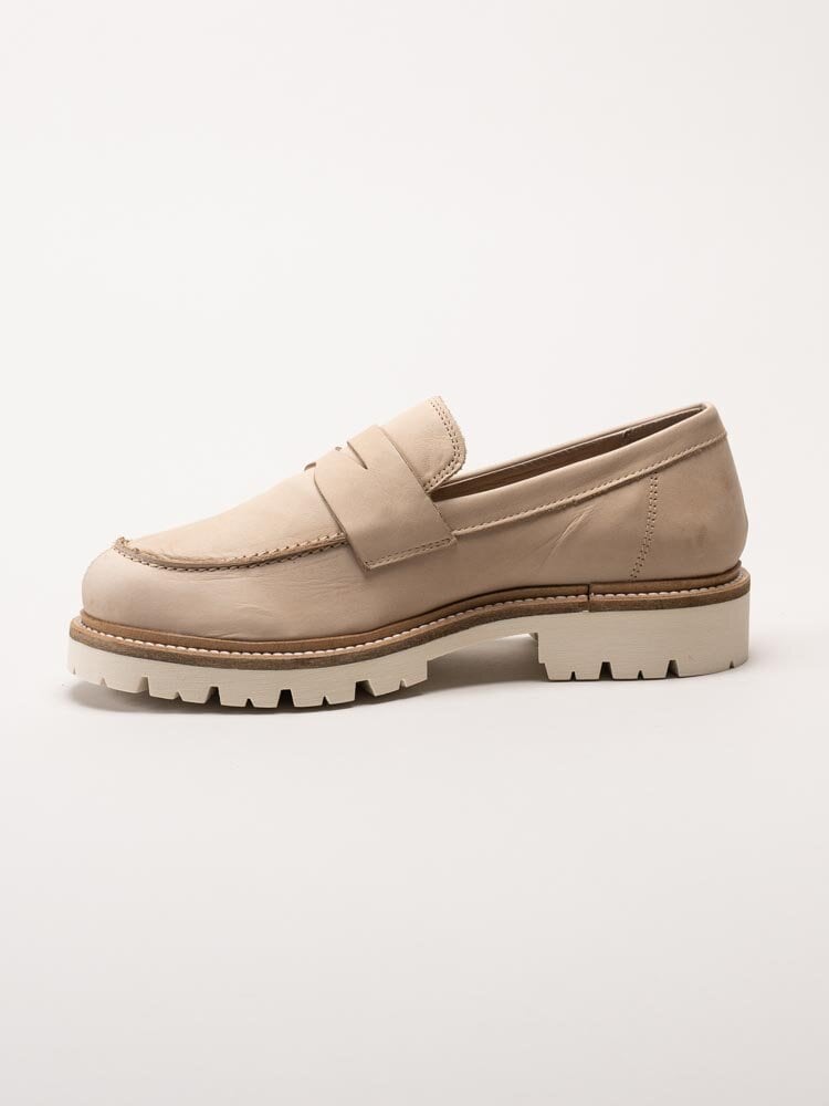 Rosa Negra - Beige pennyloafers i skinn