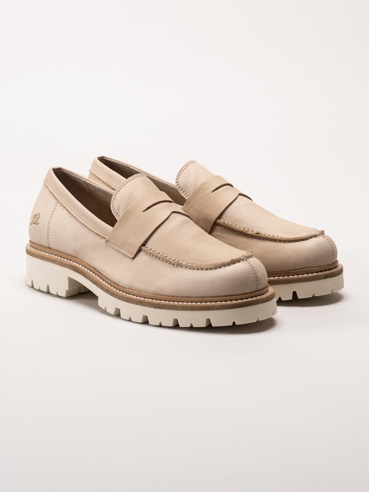 Rosa Negra - Beige pennyloafers i skinn