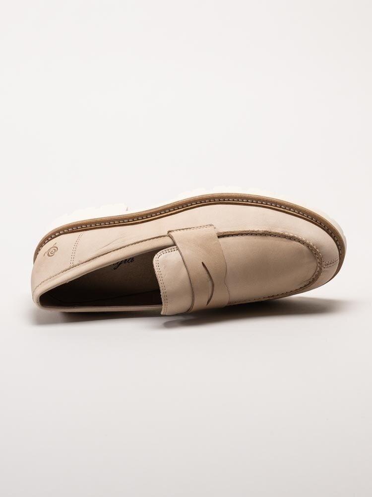 Rosa Negra - Beige pennyloafers i skinn