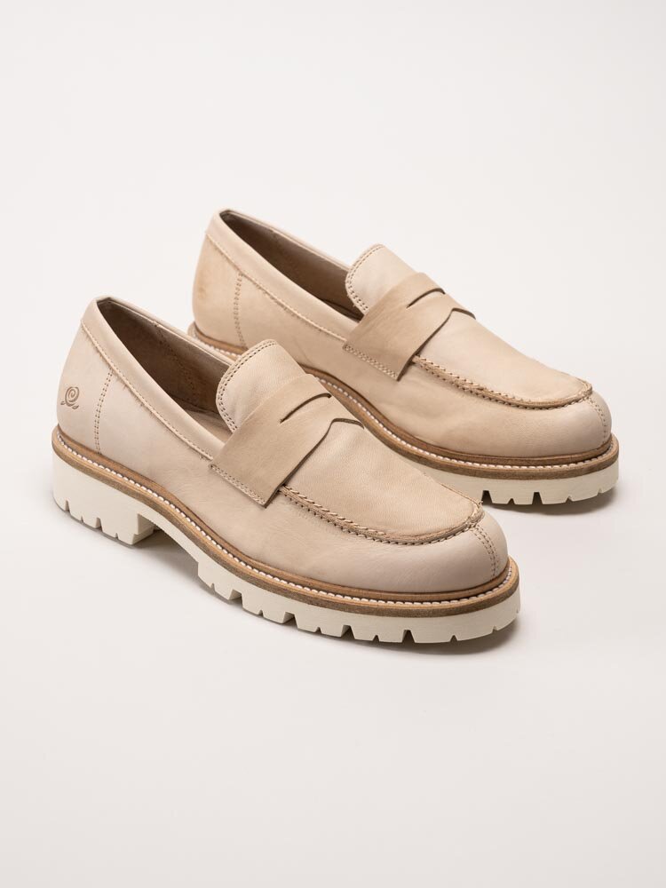 Rosa Negra - Beige pennyloafers i skinn