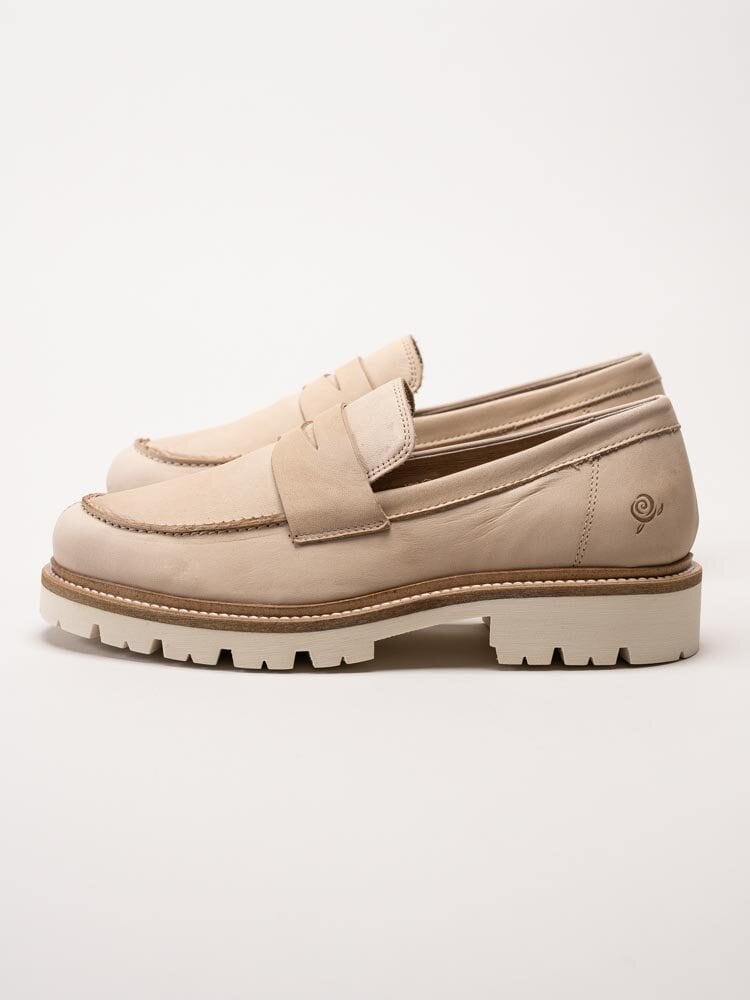 Rosa Negra - Beige pennyloafers i skinn