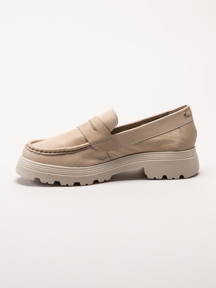 Rosa Negra - Beige pennyloafers i skinn