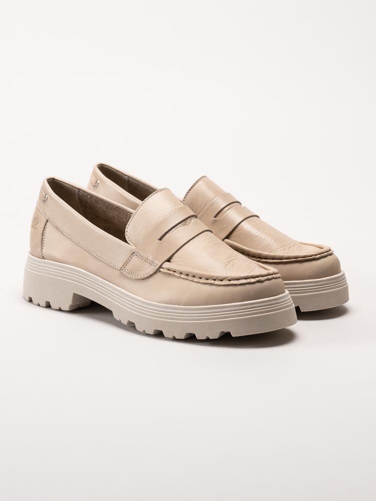 Rosa Negra - Beige pennyloafers i skinn