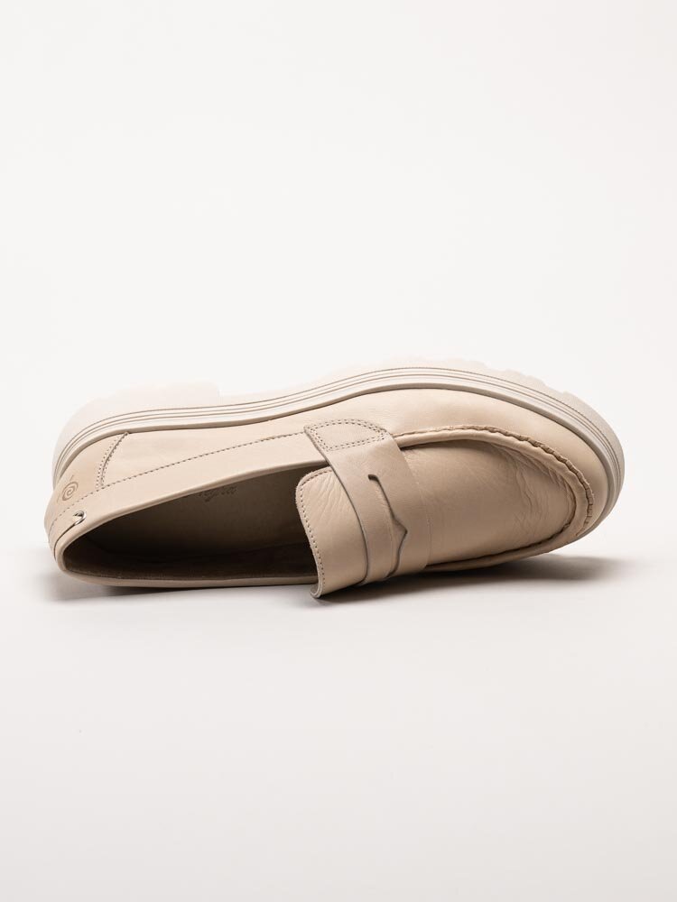 Rosa Negra - Beige pennyloafers i skinn